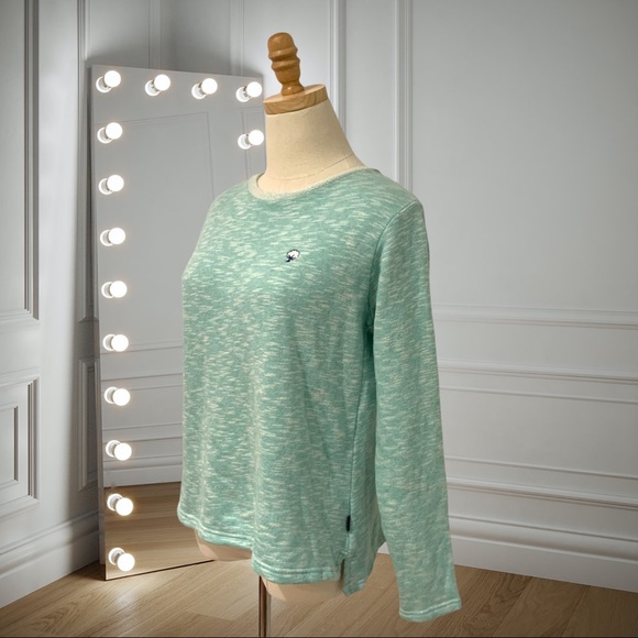 Vintage Southern Shirt Crew Neck Woven Pullover Sweater Long Sleeves Green White - Picture 3 of 9
